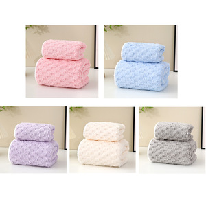 Juego de Toallas de Felpa Coral, 35x75cm 70x140cm, Rectangulares, Suaves, en Rosa, Beige, Morado, Azul y Gris, Toallas de Baño, Toallas Faciales, para Uso Doméstico - Product Image 3