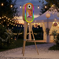 Duurzame ovale iPad fotohokje behuizing met houtnerf, 10,2-13 inch DSLR standaard kiosk met flightcase voor evenementenfotografie verhuur
