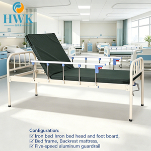 1 Crank Adjustable Medical Bed Iron Headboard Metal Patient Bed for Elderly Home Care Hospital Use Without Wheels <strong>Clinic</strong> Use - Product Image 2