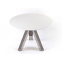 Table extensible en polycarbonate transparent Ometto Design avec plateau blanc, dimensions 100 cm, disponible en tailles de diamètre 90/120, modèle