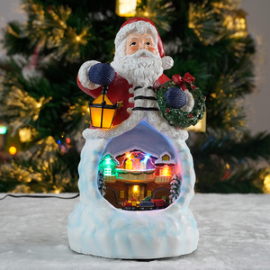 New Arrival <b>Christmas</b> Gift LED Musical Indoor Santa House Music <b>Box</b> Rotating Train Polyresin Material CE Certified Decoration - Product Image 3
