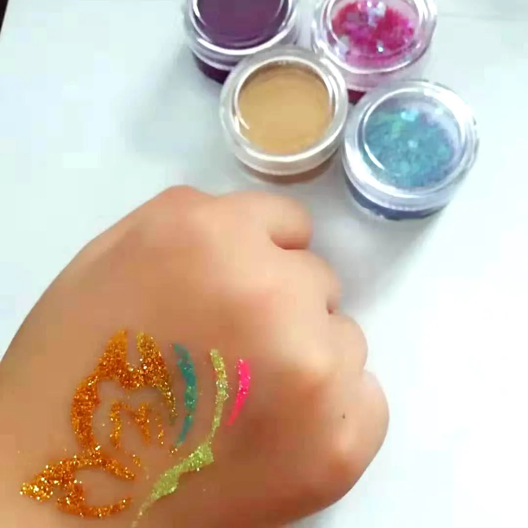 Multicolor Glitter Powder mit Stencil für Face farbe Body Painting