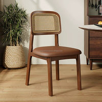 Chaise de salle à manger en rotin et bois massif, structure en bois d'hévéa, assise pliable, style moderne pour la maison, le restaurant, le café