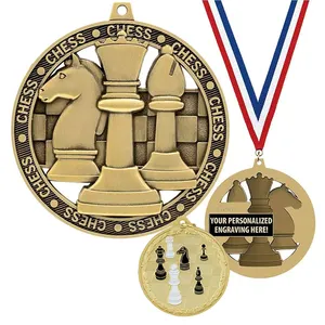 Topkampioen Sportcompetitie Op Maat Metalen Schaakschild Medaille Voor Relatiegeschenken