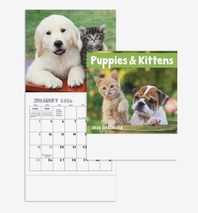 Calendari Mini 2026 Personalizzati con Logo per Cuccioli e Gattini, Simpatici Animali Domestici, <span class=keywords><strong>da</strong></span> Scrivania o <span class=keywords><strong>da</strong></span> Parete, Regalo Promozionale - Product Image 1