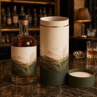 Tube en papier pour whisky de luxe avec logo personnalisé, pour l'emballage de spiritueux haut de gamme, avec un design de cylindre en carton rigide écologique