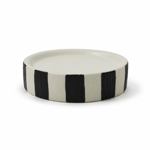 Black White Striped Ceramic Bathroom <b>Accessory</b> Set Lotion Dispenser Soap Dish Tumbler <b>Toilet</b> Brush Holder Four Piece - Product Image 4
