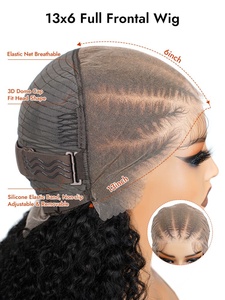 Pelucas listas para usar, cabello trenzado humano rizado, pelucas frontales de encaje 13x6 con cabello de bebé Natural, cabello humano 100% con nudos preblanqueados - Product Image 6