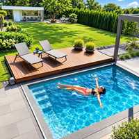 Couverture de piscine rétractable professionnelle sur mesure OEM pour terrasses, en WPC, couverture de piscine automatique coulissante en bois