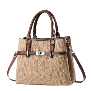 Burgundy Jacquard Woven Women Handbag Vintage PU Leather Shoulder <b>Bag</b> Ladies Crossbody <b>Tote</b> with Lock for <b>Work</b> Daily - Product Image 5