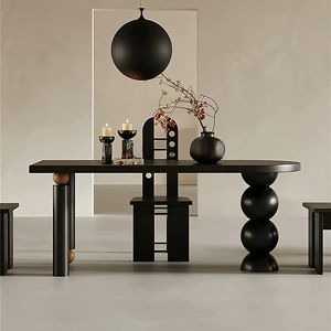 Mesa de Comedor Ovalada de Madera Maciza, 4.5cm de Grosor, Estructura de Soporte Estable para Comedor y Uso Doméstico - Product Image 2