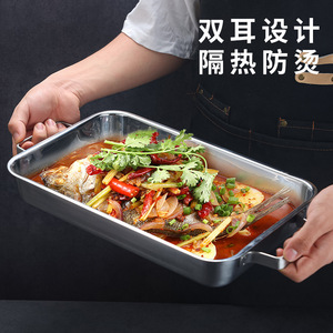 Stainless Steel Grilled Fish Pan Rectangular Golden Flat Bottom Induction Compatible Oven Safe Hand Wash Only - Product Image 4