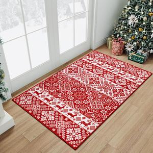Temu – tapis de sol rectangulaire imprimé de Noël, en Polyester, antidérapant, décoratif pour l'intérieur, pour hall d'entrée - Product Image 3