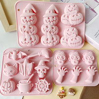 Halloween-Serie Kürbis kopf Fledermaus Besen Silikon form Hexen hut Eis schale Schokoladen pudding Kuchen Dekoration Pflanze Kuchen Werkzeuge