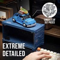 PB PB8805 MOC Voiture de sport miniature bleue pour le camping, modèle d'assemblage créatif, ornements, jouets DIY, cadeaux, 14 ans, ensemble de blocs de construction en ABS