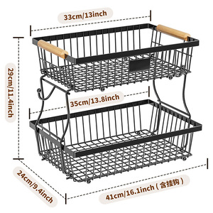 <span class=keywords><strong>Panier</strong></span> <span class=keywords><strong>à</strong></span> <span class=keywords><strong>fruits</strong></span> <span class=keywords><strong>à</strong></span> 2 niveaux en fer pour la maison, la cuisine, la table, organisateur de <span class=keywords><strong>fruits</strong></span>, <span class=keywords><strong>panier</strong></span> de rangement pour légumes et aliments avec poignée en bois - Product Image 4