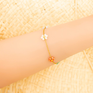 Flower Pattern Bracelet 18K Gold Plated Women's Jewelry <b>Gift</b> Colorful Small Flowers Fashion Sweet Style - Product Image 4