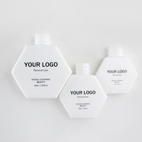 Flacon en verre opale hexagonal spécial de 60 ml, 30 ml, 15 ml avec col en aluminium et compte-gouttes pour sérum facial et huile essentielle, personnalisable avec logo