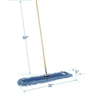 Kit de mopa de microfibra Boardwalk HL365BSPC, 36 x 5, 60 pulgadas, azul/natural, con extremo en bucle y cesta de plástico, mango de metal/madera de 60 pulgadas - Product Image 2