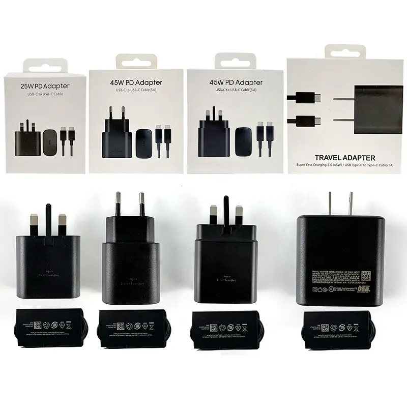 Typ-C-Adapter Schnellladevorrichtung PD USB-C Poweradapter 25 W 45 W superschnelle Typ-C-Ladegeräte für Samsung S21 Plus S22 TA800 TA845