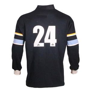 Polo escolar de manga larga transpirable para adultos, camisetas de rugby de algodón a rayas, de punto, unisex, de 350g/m2 - Product Image 2