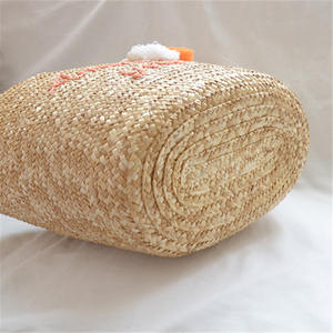 Personnalisé été unisexe haut plat chapeau naturel 100% blé canotier chapeau de paille avec gland brodé <span class=keywords><strong>mots</strong></span> blé paille fourre-tout sac de plage - Product Image 6