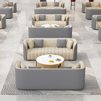 Ensemble de canapés de réception de luxe pour bureau, style moderne et minimaliste, en tissu avec structure en bois, idéal pour les réunions commerciales, le bureau à domicile et le salon.