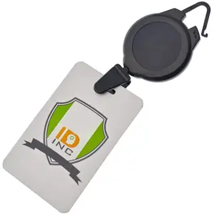 P-013 Retractable Ski Lift Ticket Holder with Flex Hook and Snap Attach to Belt Loop or Coat Zipper Long Reach Badge Holder