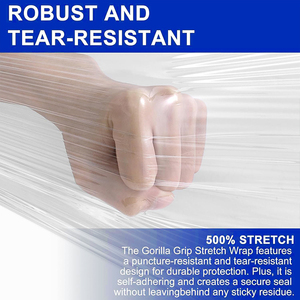 Rollo de envoltura elástica transparente antidesgarro de PE, película de fundición LLDPE suave, resistente al frío, a prueba de humedad para uso en almacén - Product Image 3