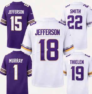 Maillot de football des Vikings # 43 Van Ginkel # 15 Turner # 22 Smith # 1 Murray # 19 Maillots de joueur cousus pour hommes de la collection Thielen - Product Image 1