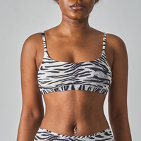 SK1207 Soutien-gorge sexy à imprimé animalier en nylon doux, extensible à moyenne élasticité, sans armatures, sans rembourrage, à fines bretelles, coupe courte, pour les rendez-vous et le quotidien