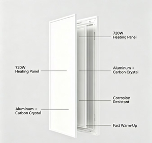 เครื่องทำความร้อนไฟฟ้าแบบคริสตัลคาร์บอนติดเพดาน 720 วัตต์ แผงอะลูมิเนียม ให้ความร้อนเร็ว สำหรับใช้ในครัวเรือน - Product Image 1