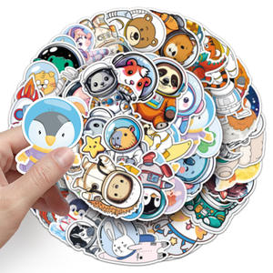 50 pièces dessin animé animaux astronaute Graffiti autocollants pour enfants créatif <span class=keywords><strong>chambre</strong></span> espace extérieur jouet autocollant mural - Product Image 6