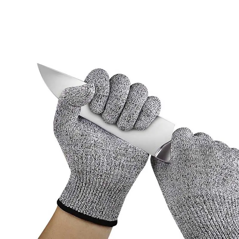 Manufacturer HPPE knitted food grade anti cutting gloves kitchen grade 5 wear cut resistant gloves