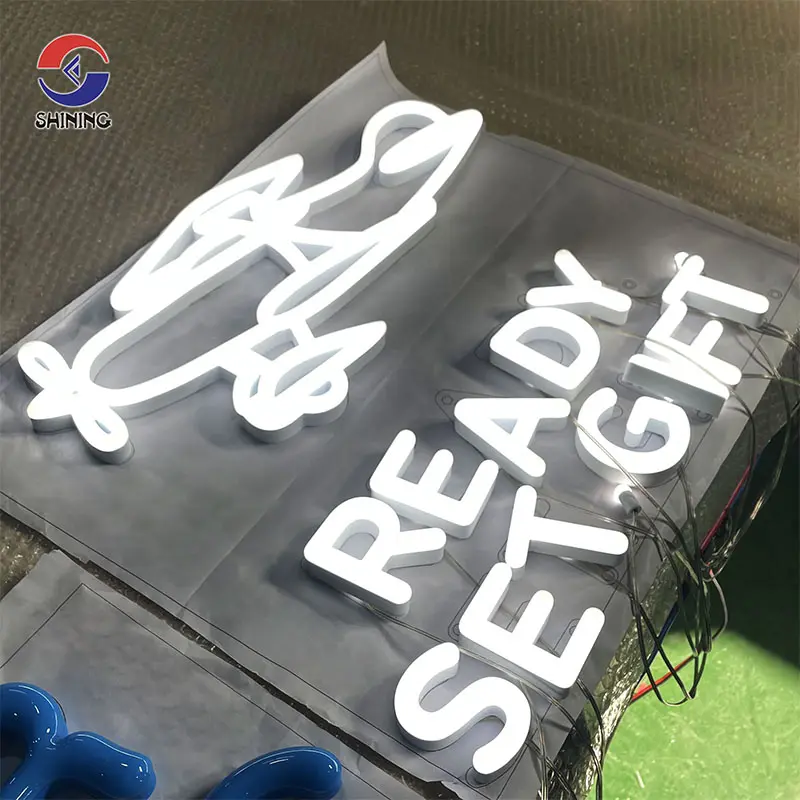 Letrero personalizado brillante para publicidad al aire libre, letras 3d, canal de luz led, letras acrílicas para fiesta