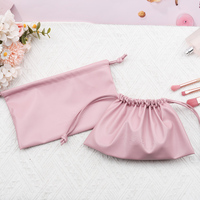 Sac à cordon en cuir PU avec logo personnalisé en relief, pochette cosmétique réutilisable en cuir PU pour emballage cadeau