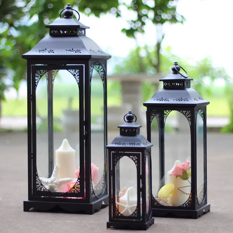 Bougeoir coupe-vent en verre transparent, chandelier de jardin, lanterne en métal, lampe éolienne de cour, décor
