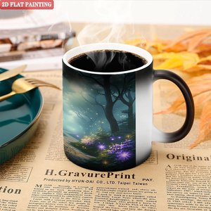 Frosted Black Ceramic Magic Mug 11oz Color Changing Heat Sensitive Drinking Cup For <b>Study</b> Room <b>Desk</b> - Product Image 5