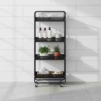 Chariot de rangement de cuisine multifonctionnel moderne à trois niveaux en fer, design étroit pour salle de bain et garage, idéal pour boissons et outils