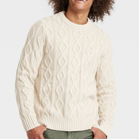 100% Baumwolle Herren Winter Pullover mit Rundhalsausschnitt, Knitterfrei, Atmungsaktiv, Schrumpffest, Anti-Pilling, Wollfutter, Geprägter Gürtel