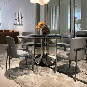<span class=keywords><strong>Table</strong></span> Ronde Minimaliste en Marbre Style Italien pour Restaurant et Villa, <span class=keywords><strong>Table</strong></span> à Manger et Chaises, Plateau Tournant Circulaire <span class=keywords><strong>de</strong></span> Luxe Léger - Product Image 3