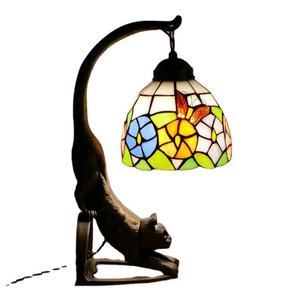 Lampe LED Tiffany rétro de style pastoral européen, corps en fer, base d'ampoule E27, lumière blanc chaud doux, durée de vie de 50 000 heures, lampes de table pour salon - Product Image 5