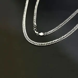 925 in argento Sterling 925 catena a maglie cubane in argento Sterling Italy collana di gioielli catena di corda per uomo donna