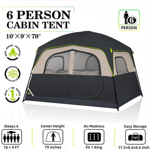 6-Person <b>Inflatable</b> Double-Layer Waterproof Easy-to-Set-Up Camping Tent Rain Fly Portable <b>Large</b> Family 300x269x200cm Four - Product Image 4