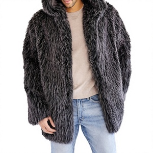 Manteaux en fausse fourrure pour hommes sur mesure, de haute qualité, respirants, écologiques, col rabattable, options personnalisables, vente en gros - Product Image 1