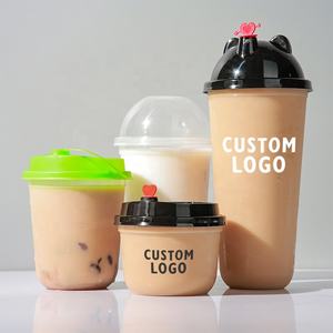 Gelas Plastik Sekali Pakai Ramah Lingkungan dengan Logo Kustom 360-700ml Transparan Bulat Dinding Tunggal Bertekstur 90mm untuk Dessert Kopi Bubble Tea - Product Image 3