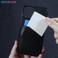 Minibook Étui de téléphone en cuir véritable personnalisé, sac portefeuille, accessoires mobiles de luxe, nouvelle coque arrière pour iPhone