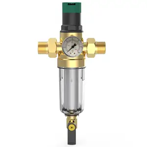 whole house Prefilter Water brass Pre-filter with pressure gauge for water filter 1/2 3/4 Inch