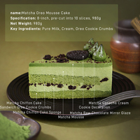 Matcha pour gâteau au fromage 8 pouces, faible en gras, surgelé, avec 10 saveurs en boîte