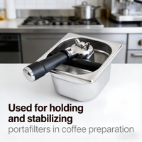 Petite boîte à café en acier inoxydable avec base en caoutchouc pour barista, conteneur intégré pour les restes de café, boîte à café expresso